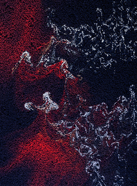 彩色粒子在空间中随机移动。黑色背景上的3d抽象图片图片下载