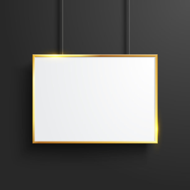 海报与金光闪闪的古董框架模拟图片下载