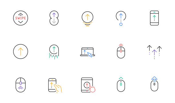 向上滑动线性图标矢量素材：鼠标滚动，着陆页滑动图片下载