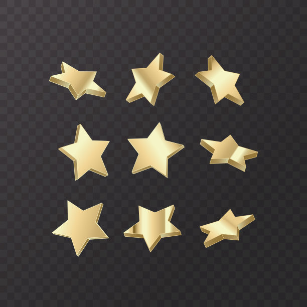 黑色背景上的一组金色星星图片下载