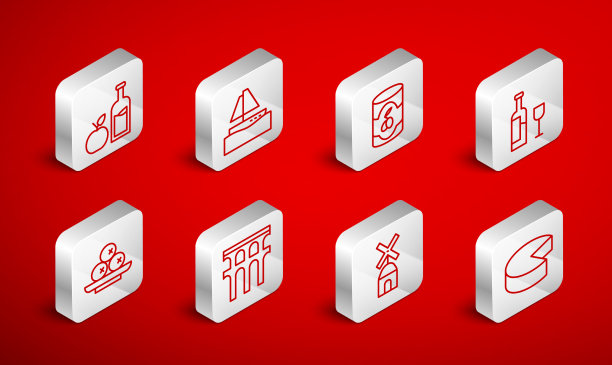 把线奶酪游艇帆船橄榄放在罐头里图片下载