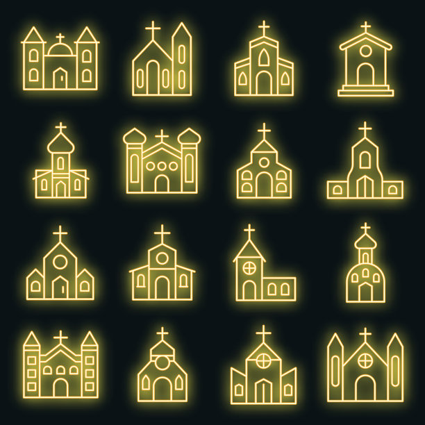 教堂图标设置霓虹灯图片下载