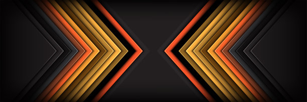 现代抽象几何科技黄色箭头方向速度金色光未来图形插画背景图片下载