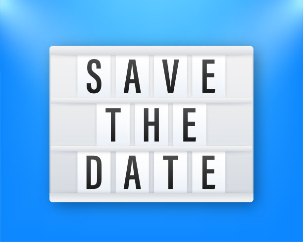 保存日期。警徽，用扩音器标记。平面矢量股票插图在白色背景图片下载