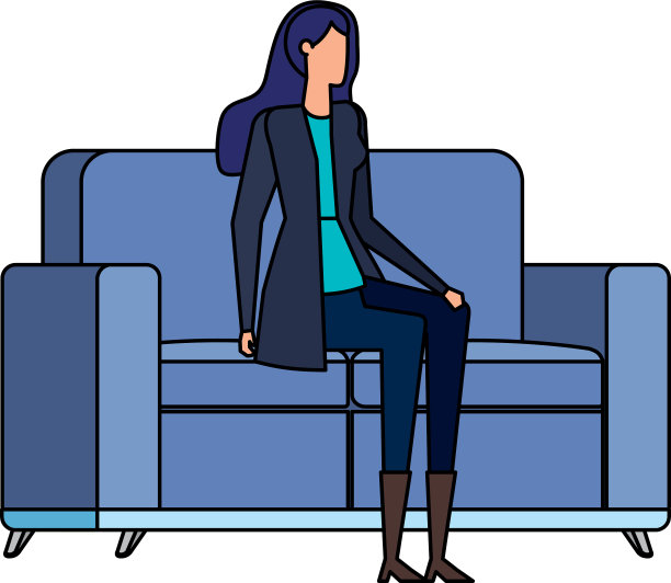 优雅的女商人在客厅工作图片下载