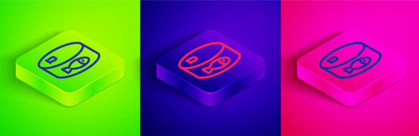 2.5D线条罐头鱼图标图片下载