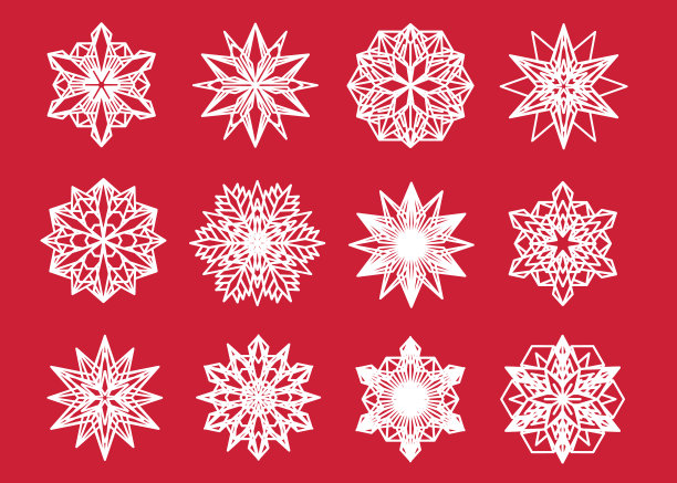 雪花设置雪花孤立的图标图片下载