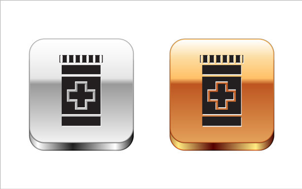 黑色药瓶图标孤立在白色上图片下载