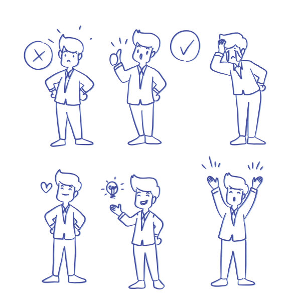 一组男人在情感和表达上的特点图片下载