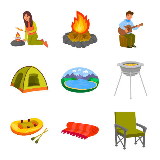 孤立的对象野餐和自然图标图片下载