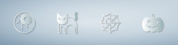 设置眼睛黑猫蜘蛛网和南瓜纸图片下载