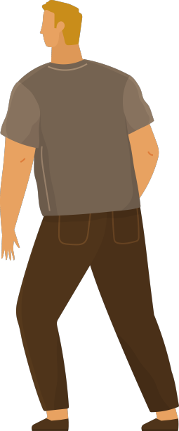 一个穿着休闲服装的年轻人站在那里向后看图片下载