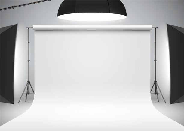 白色摄影工作室背景与软盒图片下载