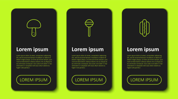 设线蘑菇棒棒糖和热狗业务图片下载