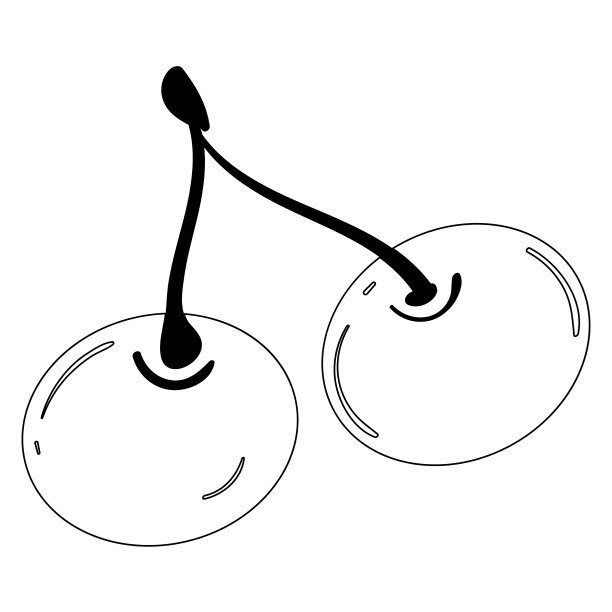 成熟的红色樱桃浆果矢量着色插图图片下载