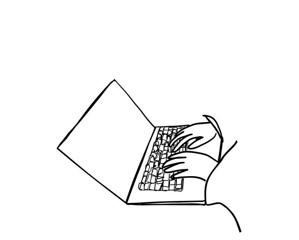 电脑上的手工工作。手绘插画草图图片下载