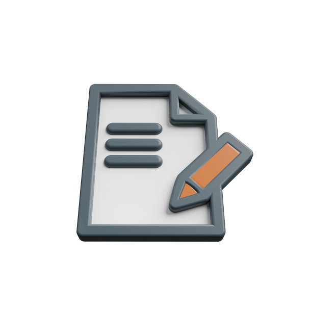 纸或文件与铅笔底部视图3d图标渲染插图图片下载