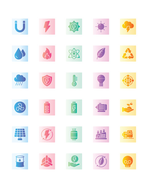 能源图标设置30孤立在白色背景图片下载