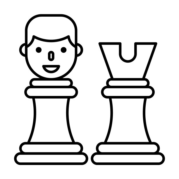 具有国际象棋线条风格的商人头像图标图片下载