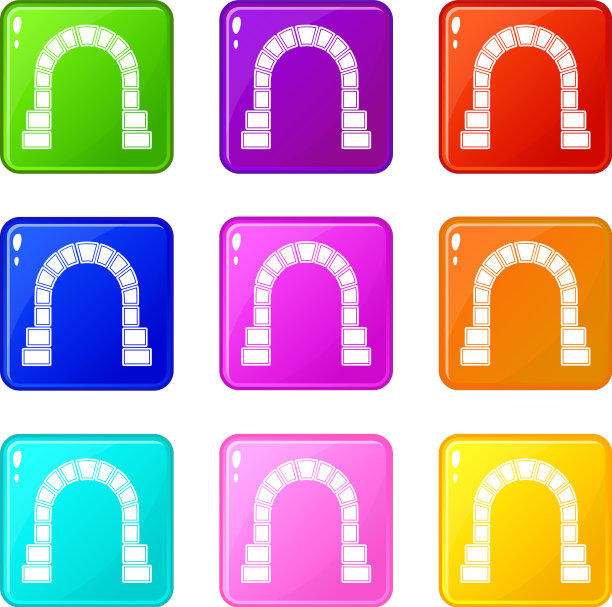 铁路隧道入口图标设置9色图片下载