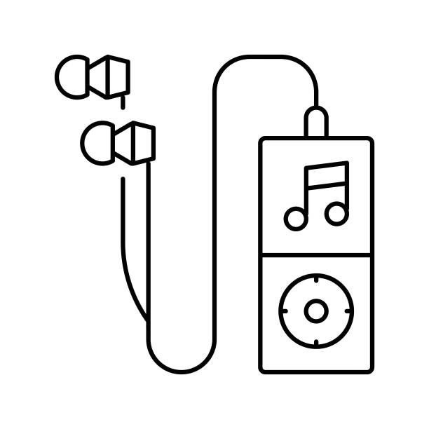 MP3播放器线性图标矢量图图片下载