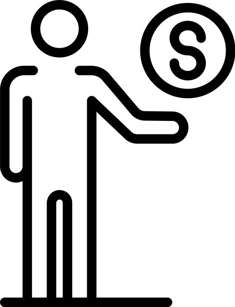 男人和硬币图标轮廓样式图片下载