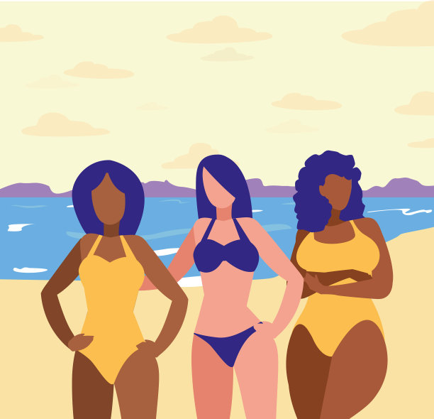 夏日泳装戴帽子的美丽女人图片下载