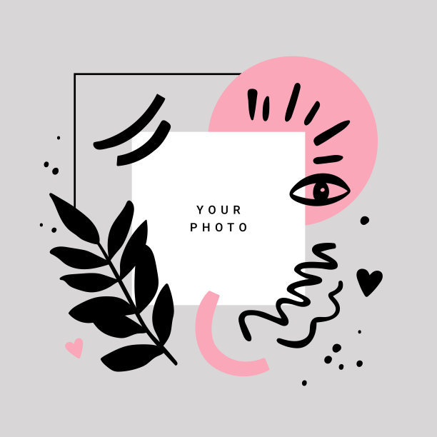 现代抽象照片拼贴照片墙。社交媒体帖子模板设计。图片下载