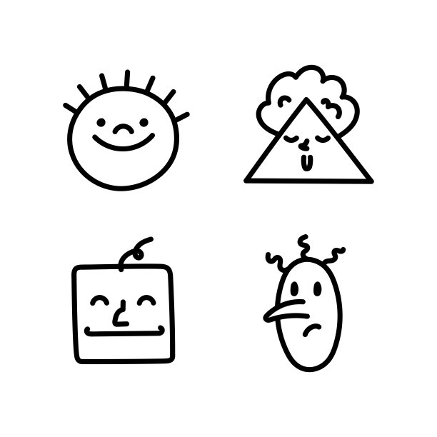 可爱有趣的角色。新潮的现代艺术。卡通，极简，几何当代风格。图标、标志模板图片下载