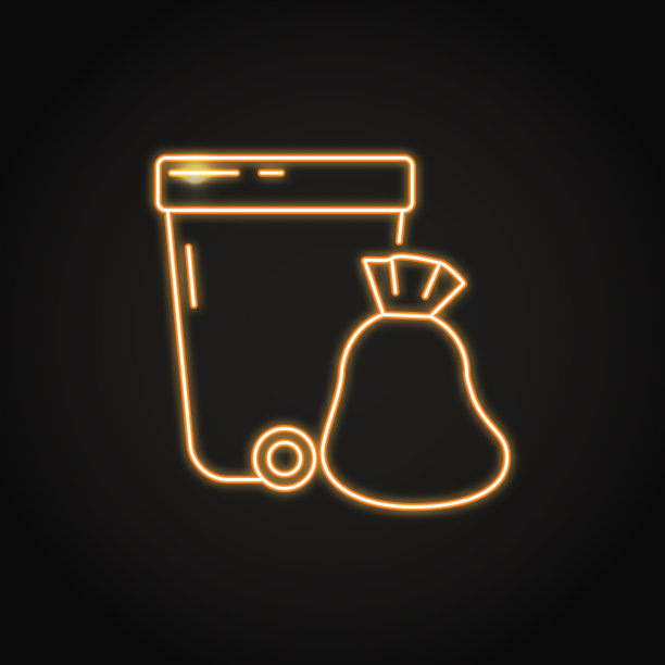 霓虹灯城市垃圾图标在线条风格图片下载