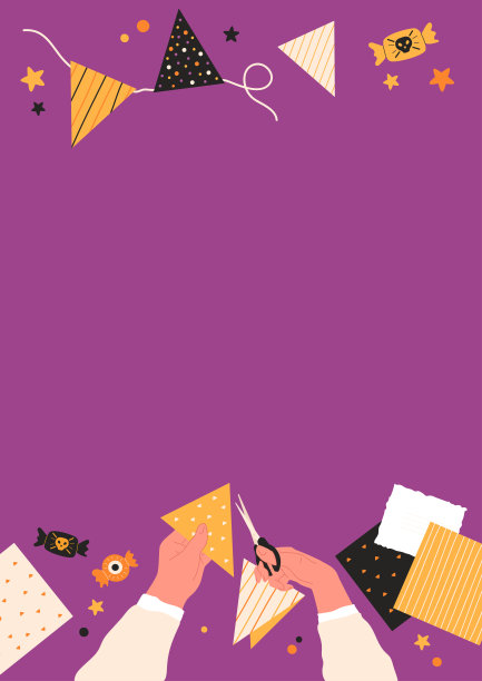 万圣节装饰创造概念，双手剪出旗帜，用剪刀打猎。图片下载