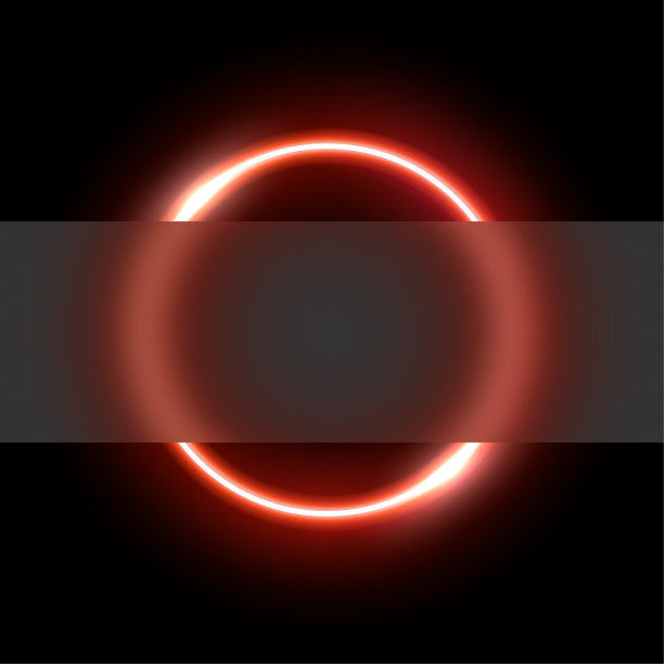 红色霓虹灯圆与玻璃形态效果矢量插图。抽象发光LED戒指与模糊的玻璃，闪亮的圆形框架激光海报或横幅，未来的技术演示图片下载