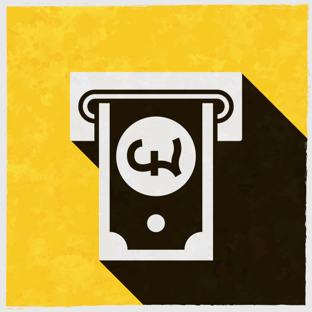 英镑撤军。图标与长阴影的纹理黄色背景图片下载