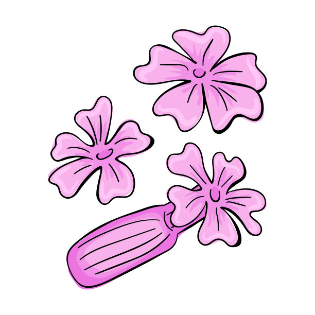 粉色花的向量集。图形印刷产品包装相关的香水，肥皂，化妆品，草药，香薰精油。孤立在白色背景中图片下载