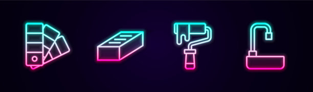 调色板油漆滚筒套装图片下载