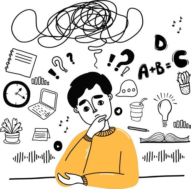 关于思想和任务的大型线条图图片下载