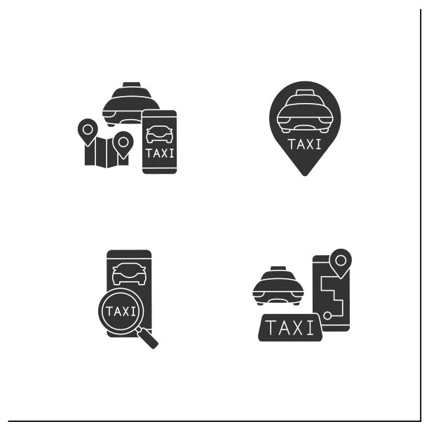 出租车应用图示字形图标集图片下载