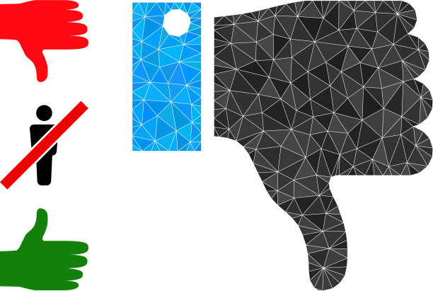 带有其他图标的lowpoly拇指向下图标图片下载