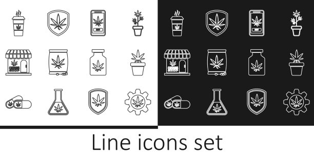 含大麻的试管与大麻植物图片下载