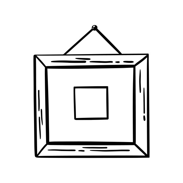 空的矩形正方形照片矢量框架模型设置手绘。图片下载