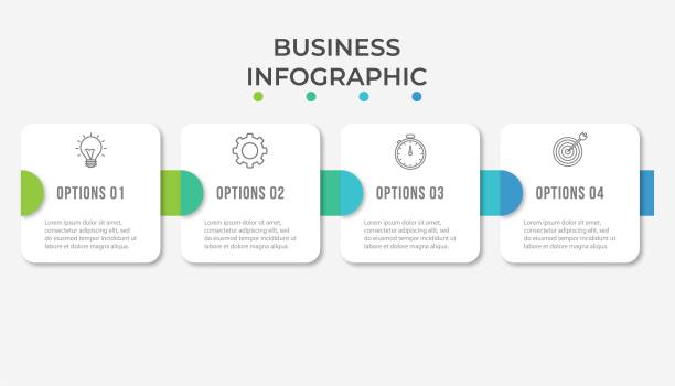 展示业务信息图模板与4个选项矢量插图图片下载