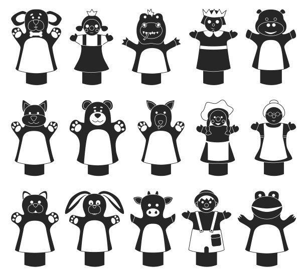 木偶黑色设置图标图片下载