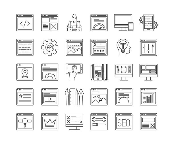 Web开发细线图标集图片下载