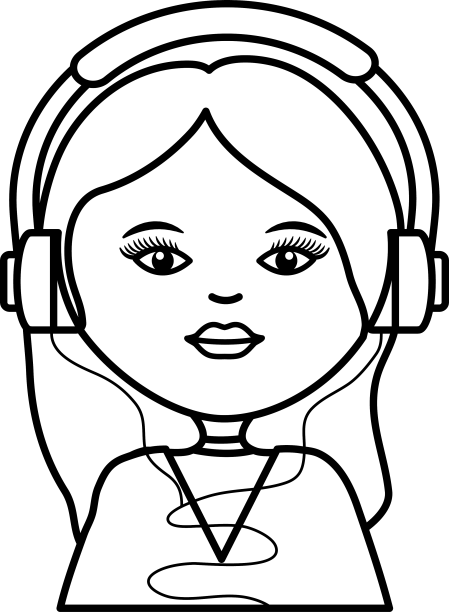 可爱的女人戴着耳机听音乐图片下载
