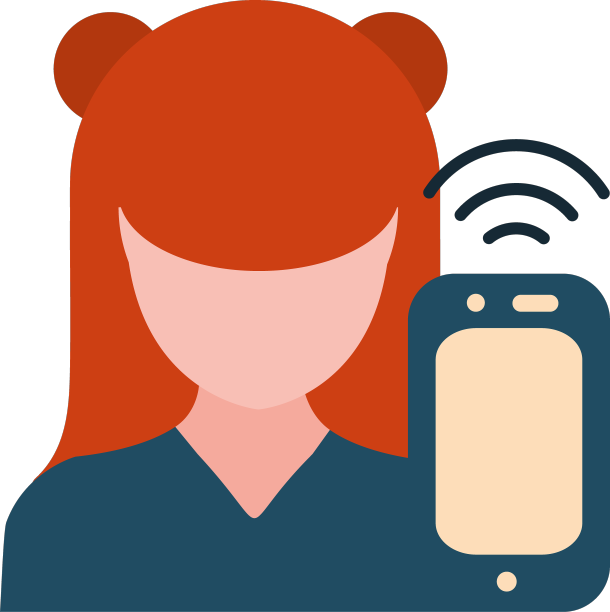 说话的女人与智能手机平板风格的图标图片下载