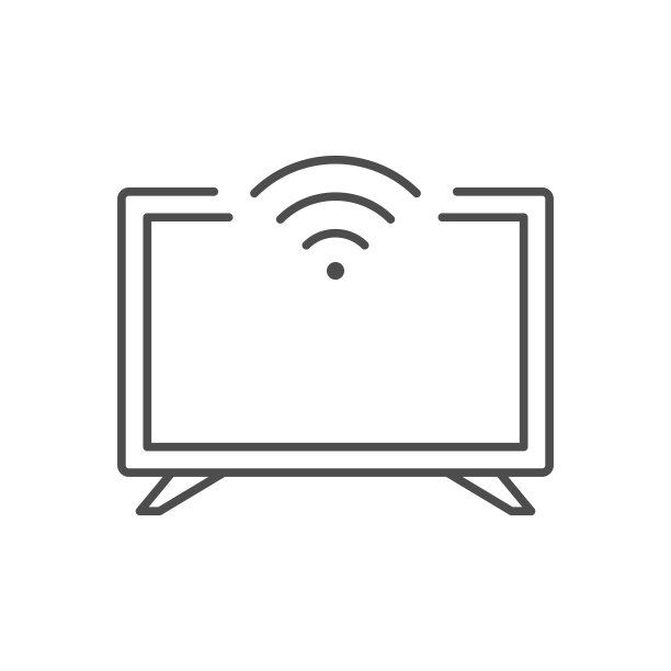 Wi Fi电视线轮廓图标图片下载