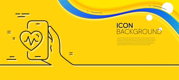 有氧训练应用程序线图标。脂肪燃烧应用标志。最小线黄色横幅。向量图片下载