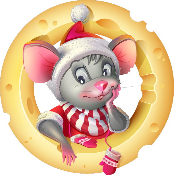 穿着圣诞老人服装的可爱老鼠在背景上摆姿势图片下载