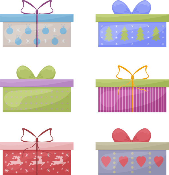 一大套色彩鲜艳的礼品盒图片下载