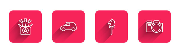 在盒子里设置线插孔，玩具，玩具，汽车，马图片下载